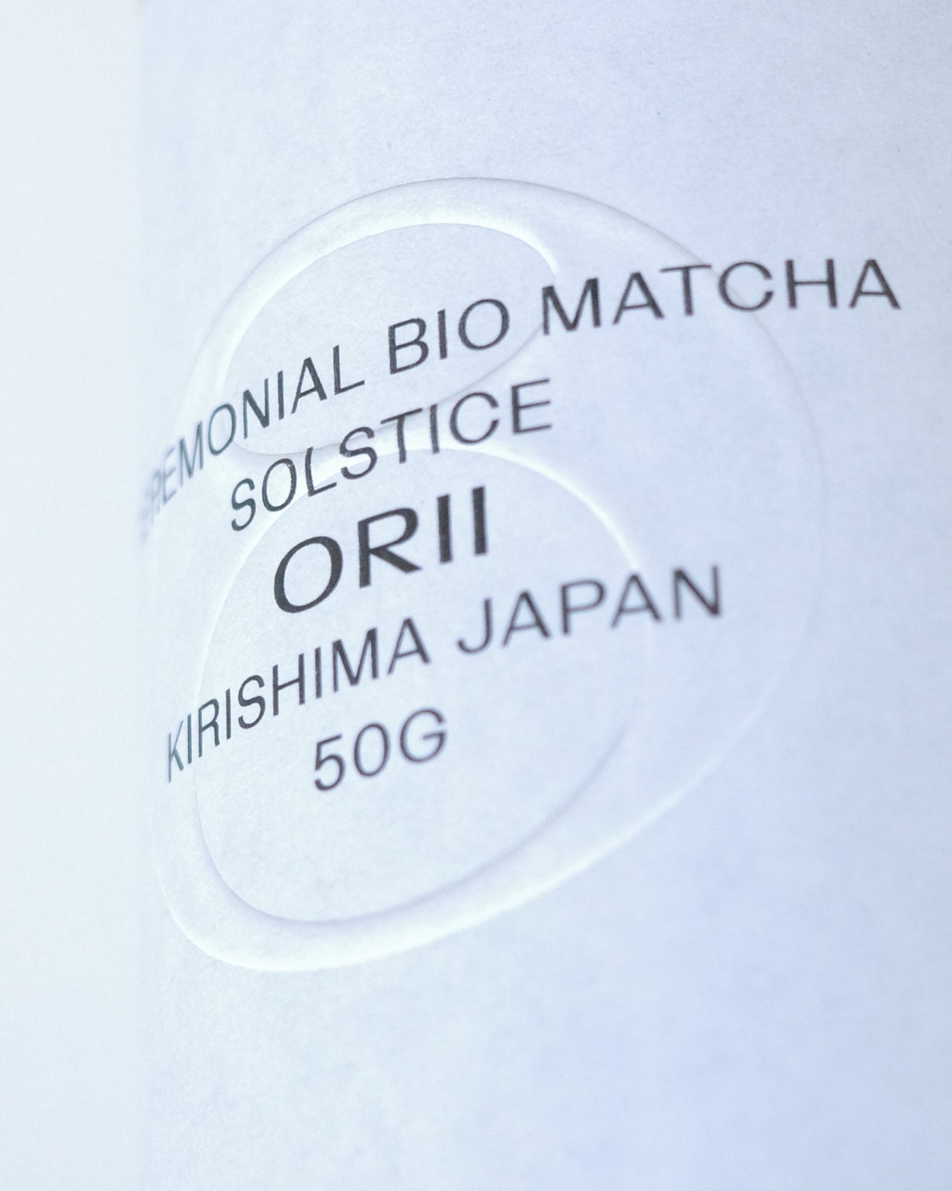 ORII Solstice Ceremonial Bio Matcha Packaging Detail Kirishima Japan