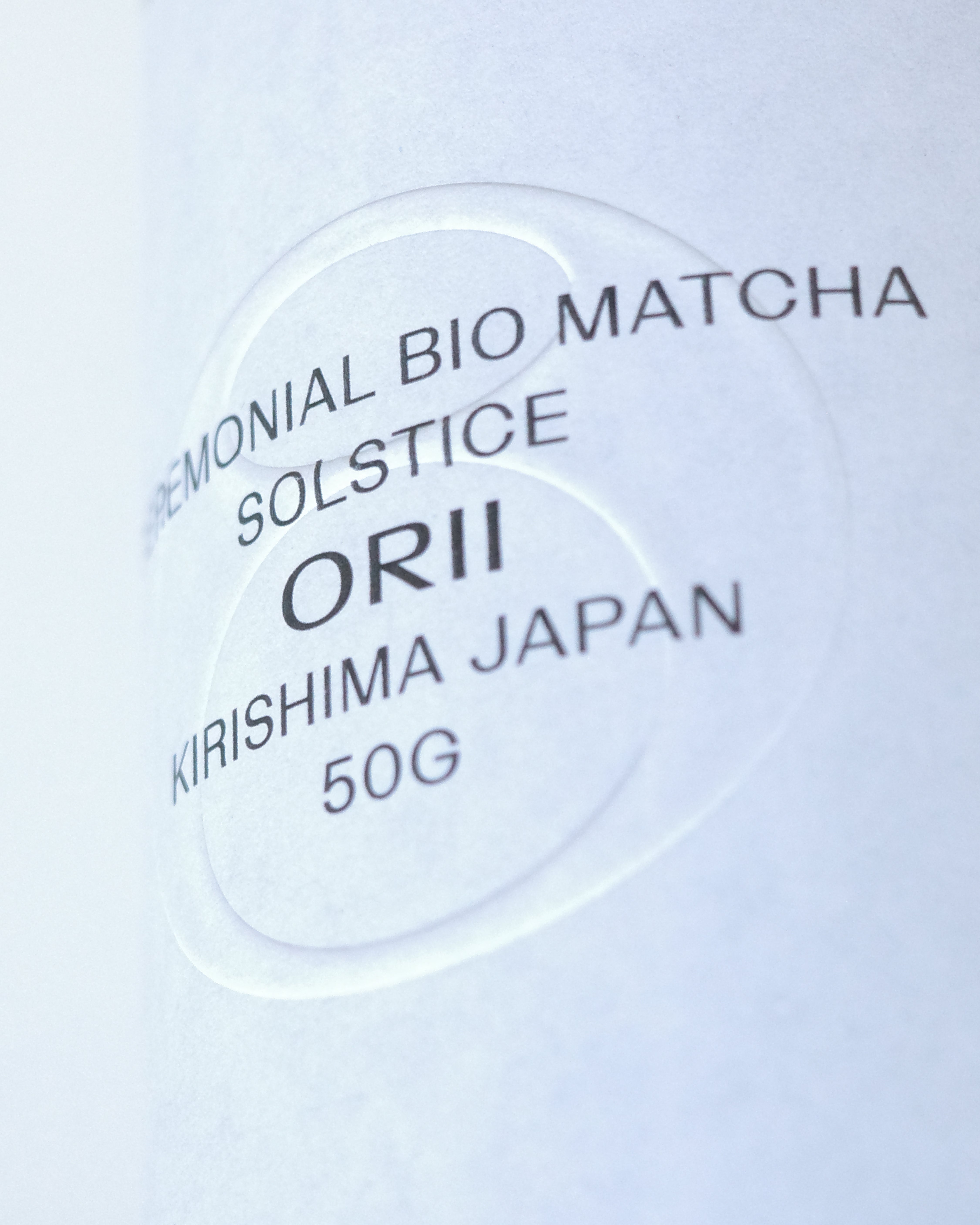 ORII Solstice Ceremonial Bio Matcha Packaging Detail Kirishima Japan